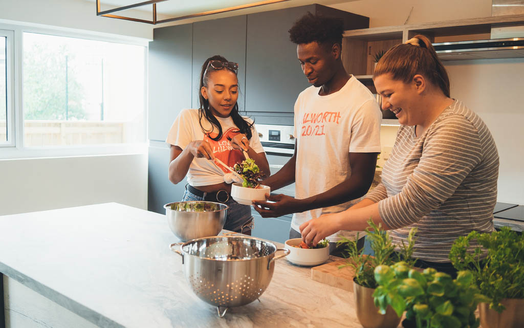 students socialising in a shared flat