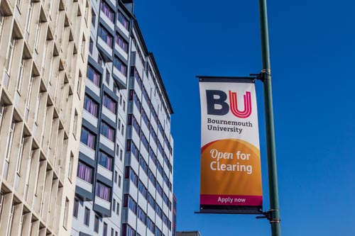 BU sign outside Lulworth Student Accommodation